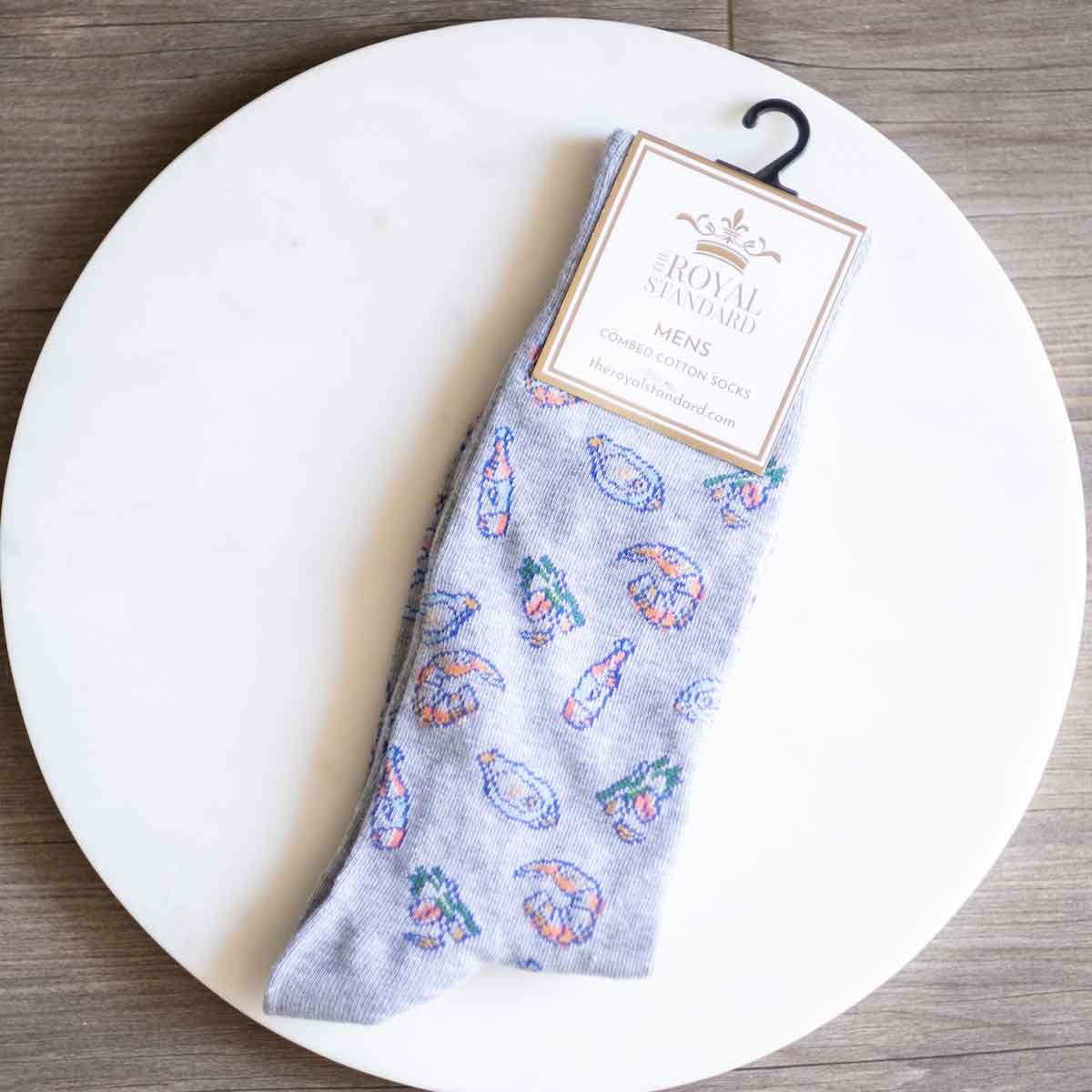 Men's Seafood Socks Gray/Blue/Green One Size - Gabrielle's Biloxi