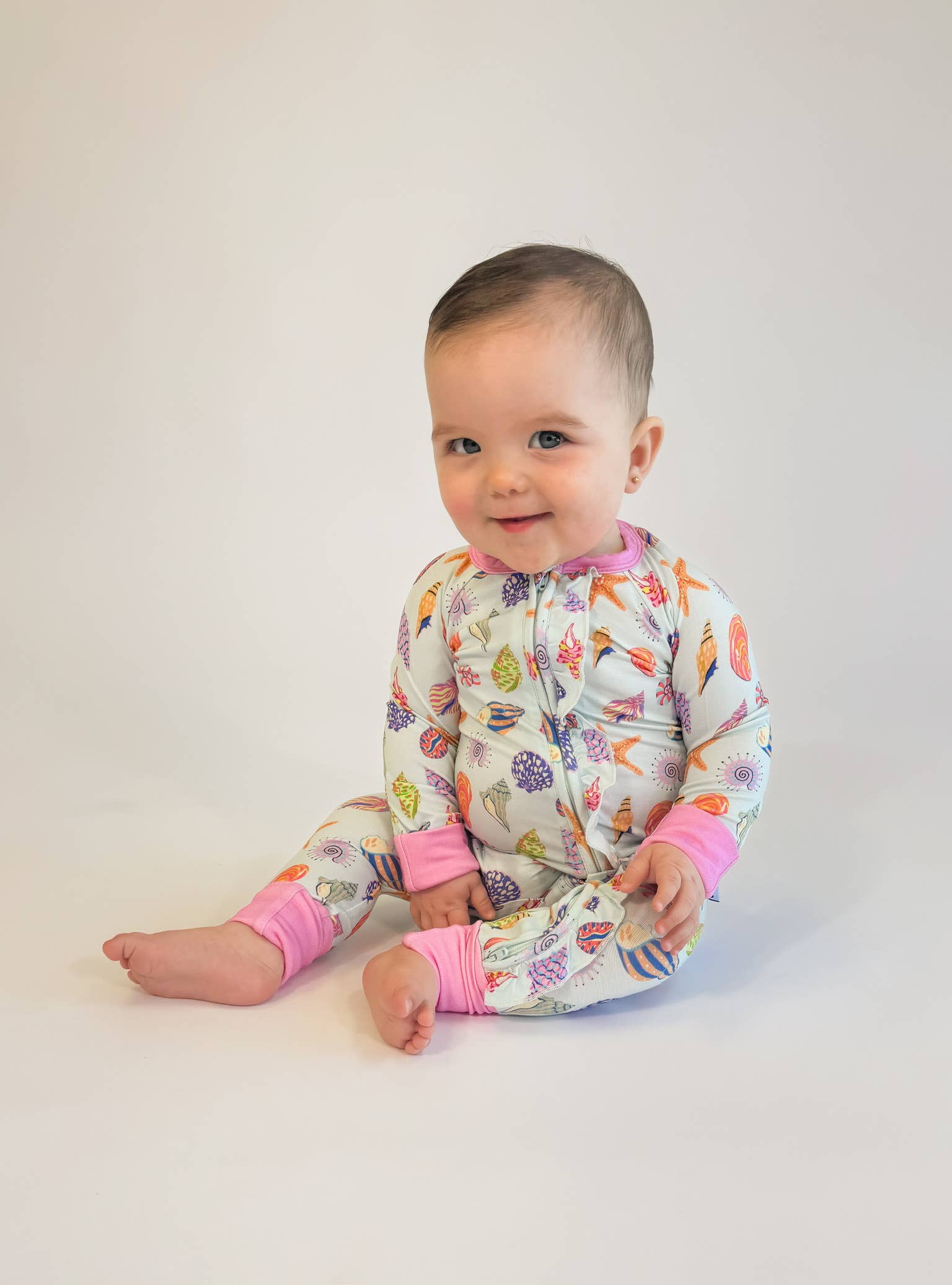 Beach Seashells - Zip Convertible Pajamas w/ Ruffles - Gabrielle's Biloxi