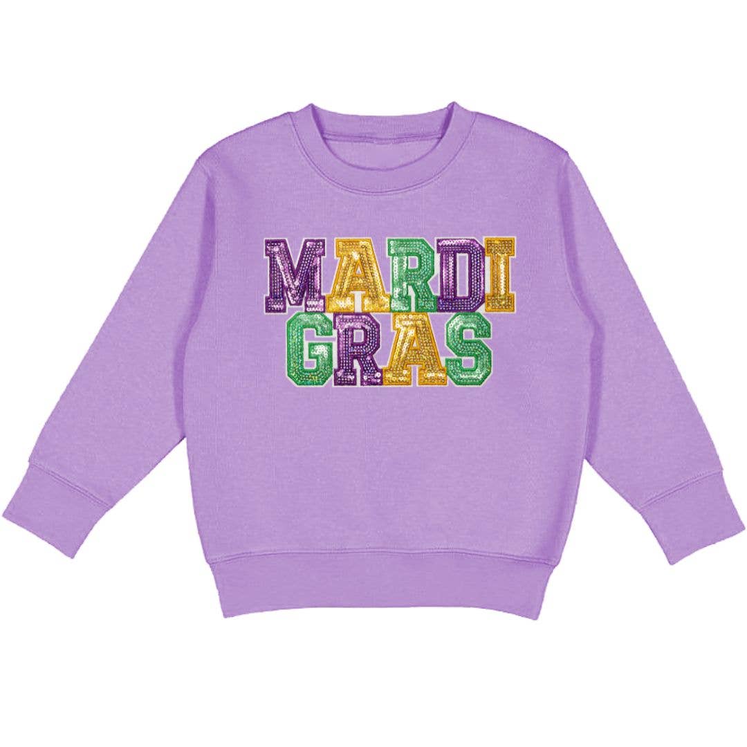 Mardi Gras Kids Patch Sweatshirt - Lavender - Gabrielle's Biloxi