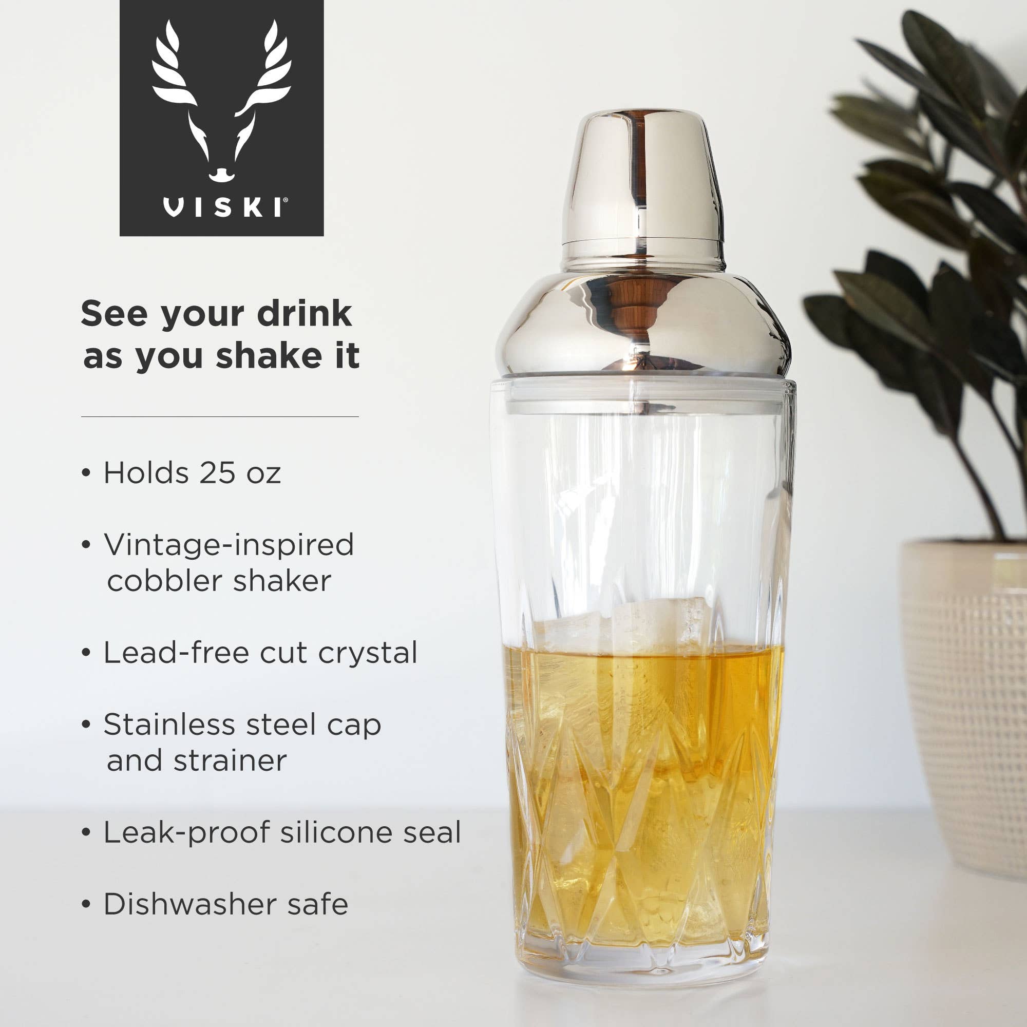 Admiral™ Crystal Cocktail Shaker w/ Built-in Strainer - Gabrielle's Biloxi
