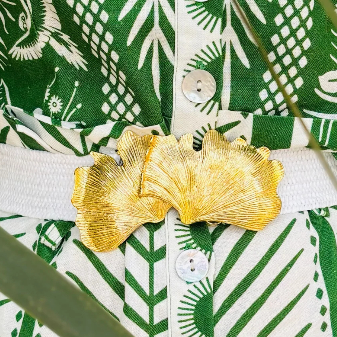 Ginkgo Belt Buckle w/ Gold Finish - Gabrielle's Biloxi