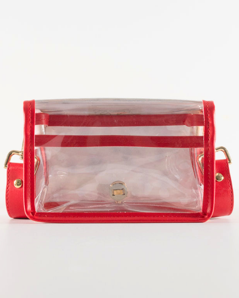 Petite Navy Stripe Stadium Bag - Gold Bamboo Stick
