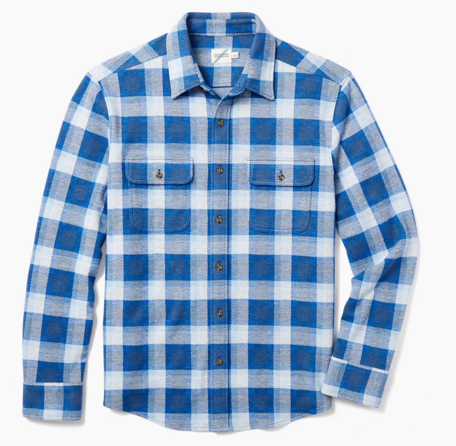 Fair Harbor The Dunewood Ultra Stretch Flannel - Wave Blue Plaid - Gabrielle's Biloxi