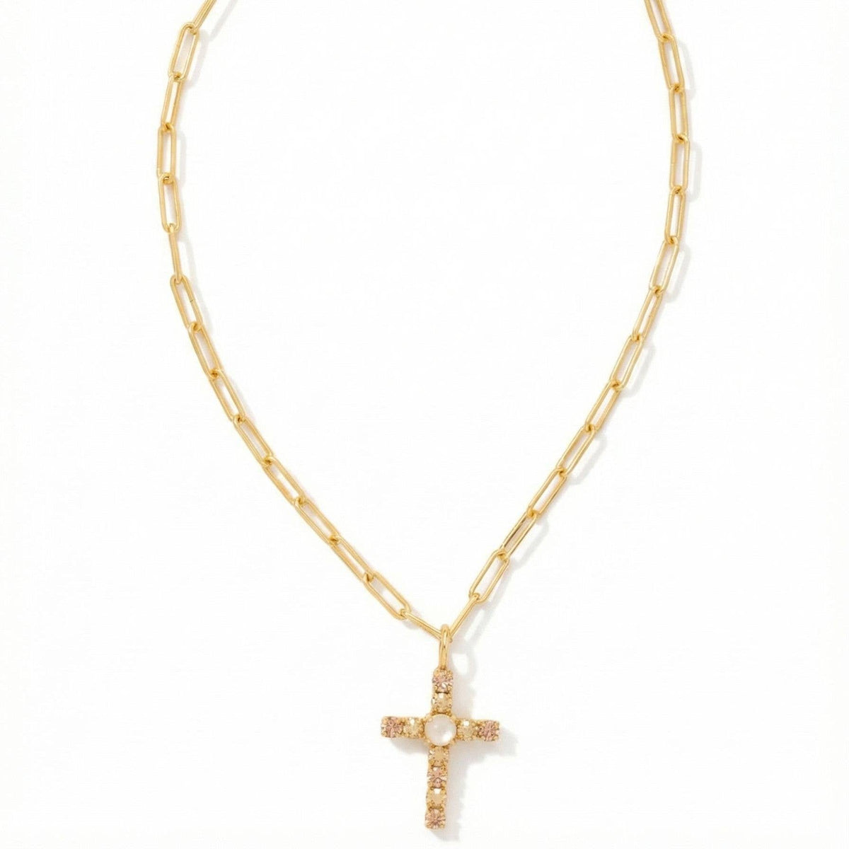 Cross Paperclip Pendant Necklace - Golden Goddess