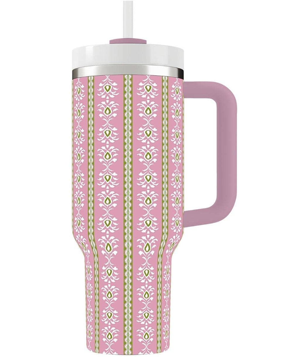 Rosemary Stripe Pink 40 oz. Travel Tumbler - Gabrielle's Biloxi