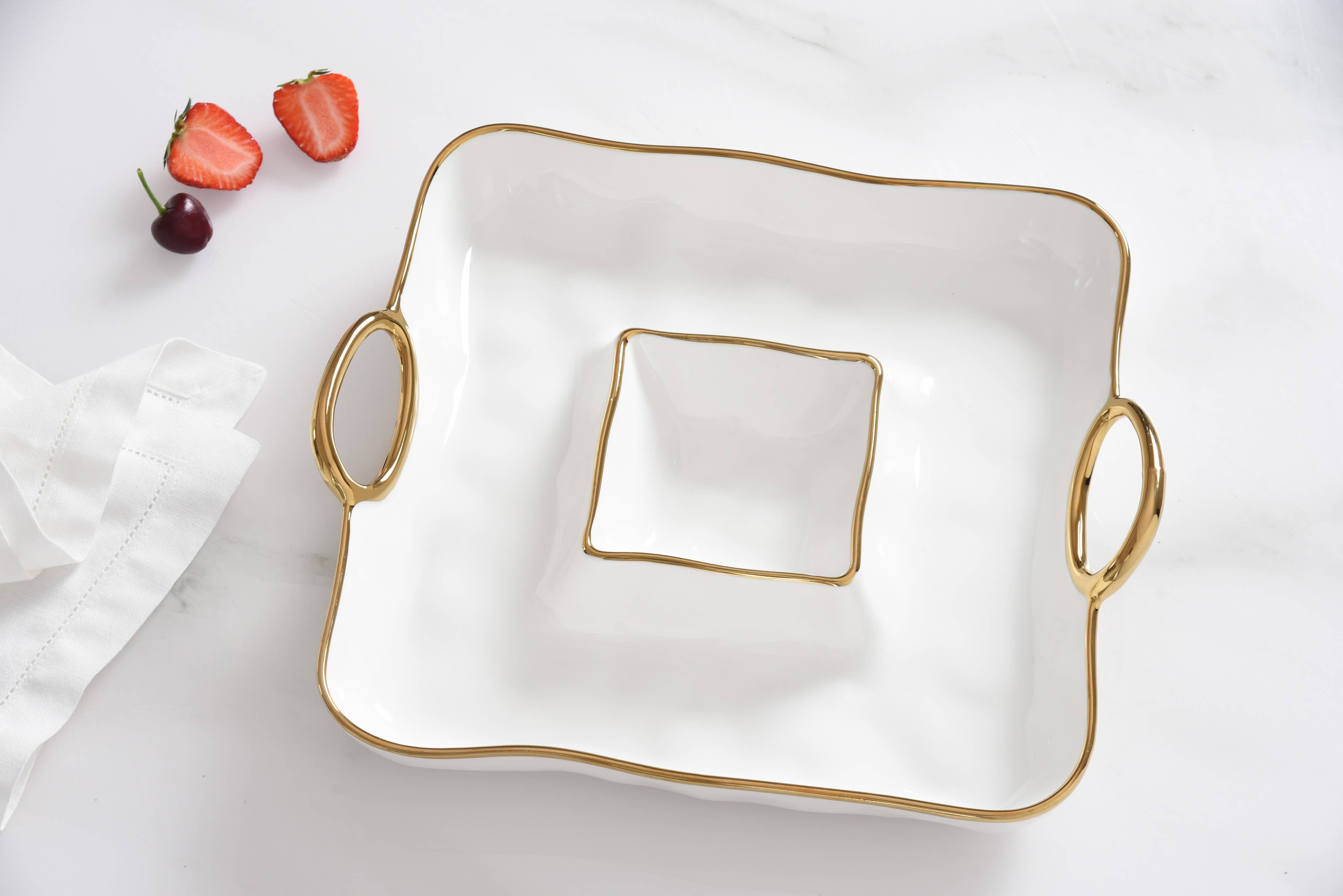 Pampa Bay Square Chip & Dip - Gold Handles - Gabrielle's Biloxi