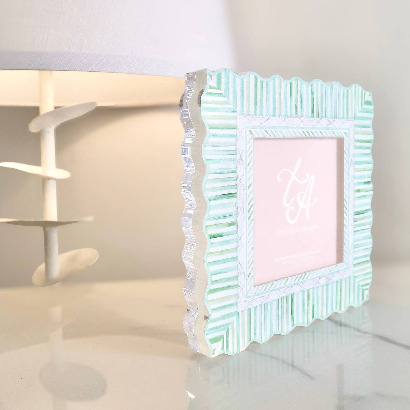 Acrylic Magnetic Frame - Green & White - Gabrielle's Biloxi