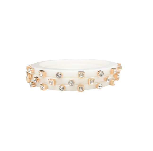 City Girl Jewel Bangle (Set of 3) Stark White - Medium - Gabrielle's Biloxi