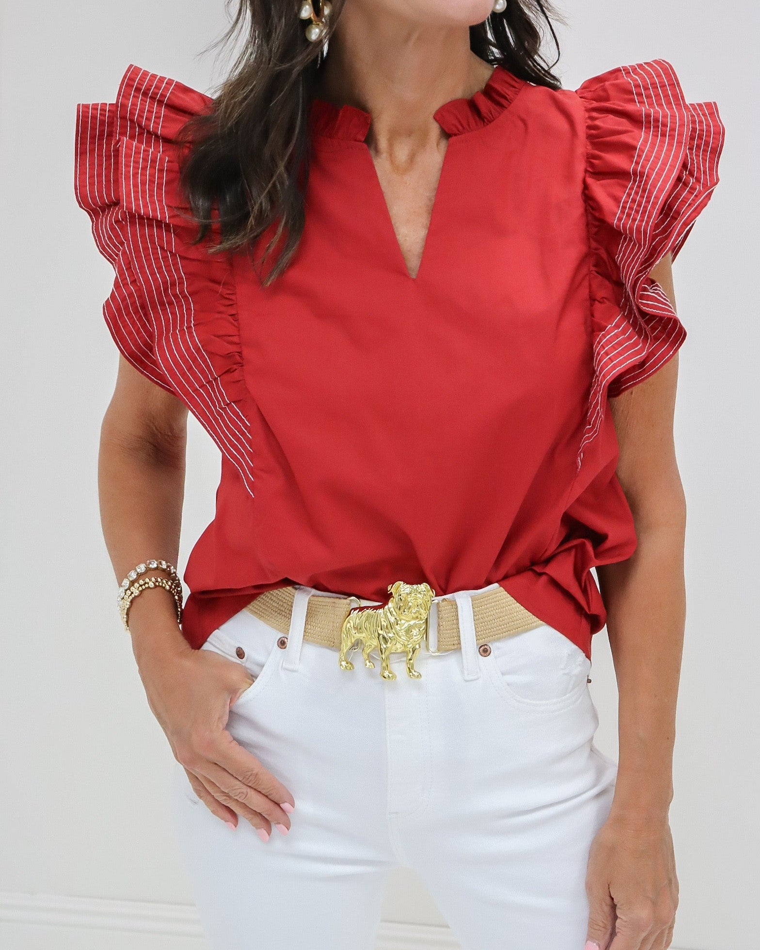 Crimson Flutter Sleeve Tank