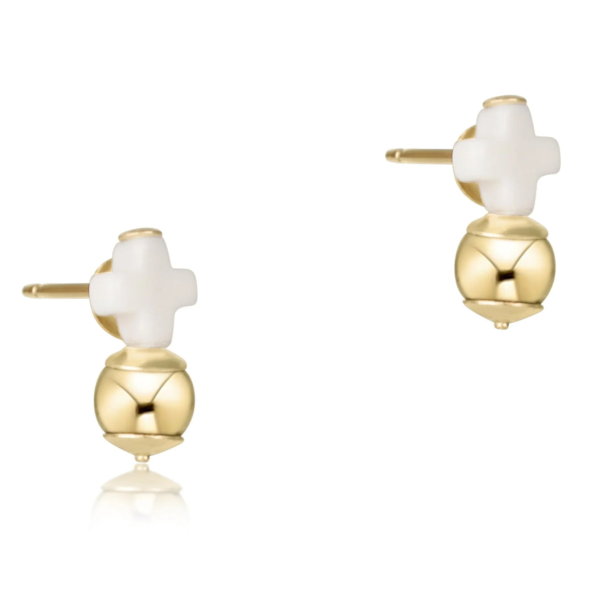 Enewton Signature Cross Off-White Stud - Classic Gold