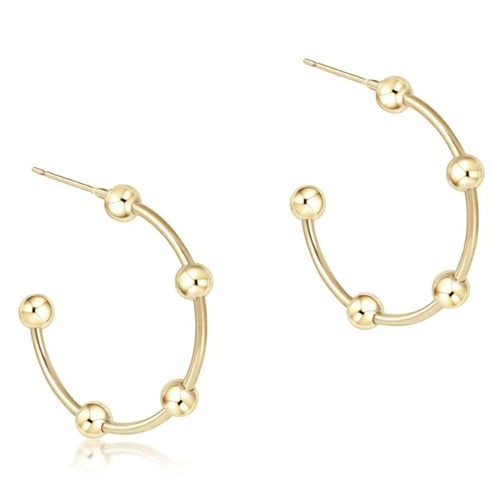ENewton Beaded Simplicity 1" Post Hoop - 4mm Gold - Gabrielle's Biloxi