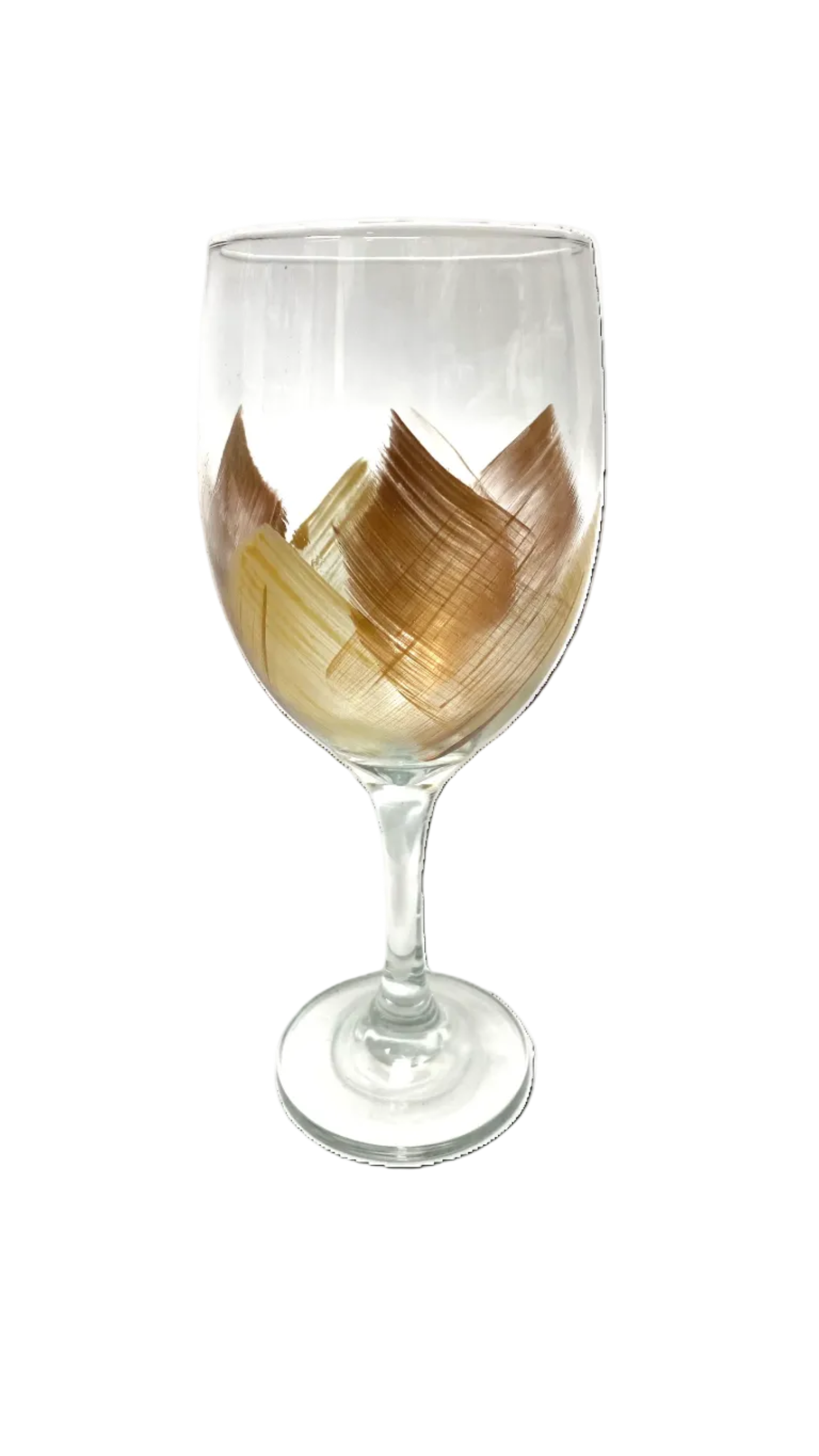 Hand-Painted Stem Wine Glass - Gold - Gabrielle's Biloxi