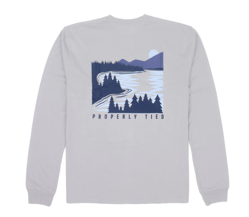 Properly Tied Men's Lakeside Long Sleeve - Ice Grey - Gabrielle's Biloxi