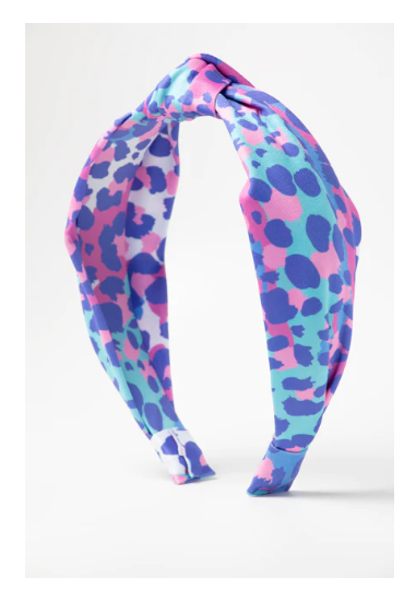 Girls Top Knot Headband - Blue Leopard - Gabrielle's Biloxi