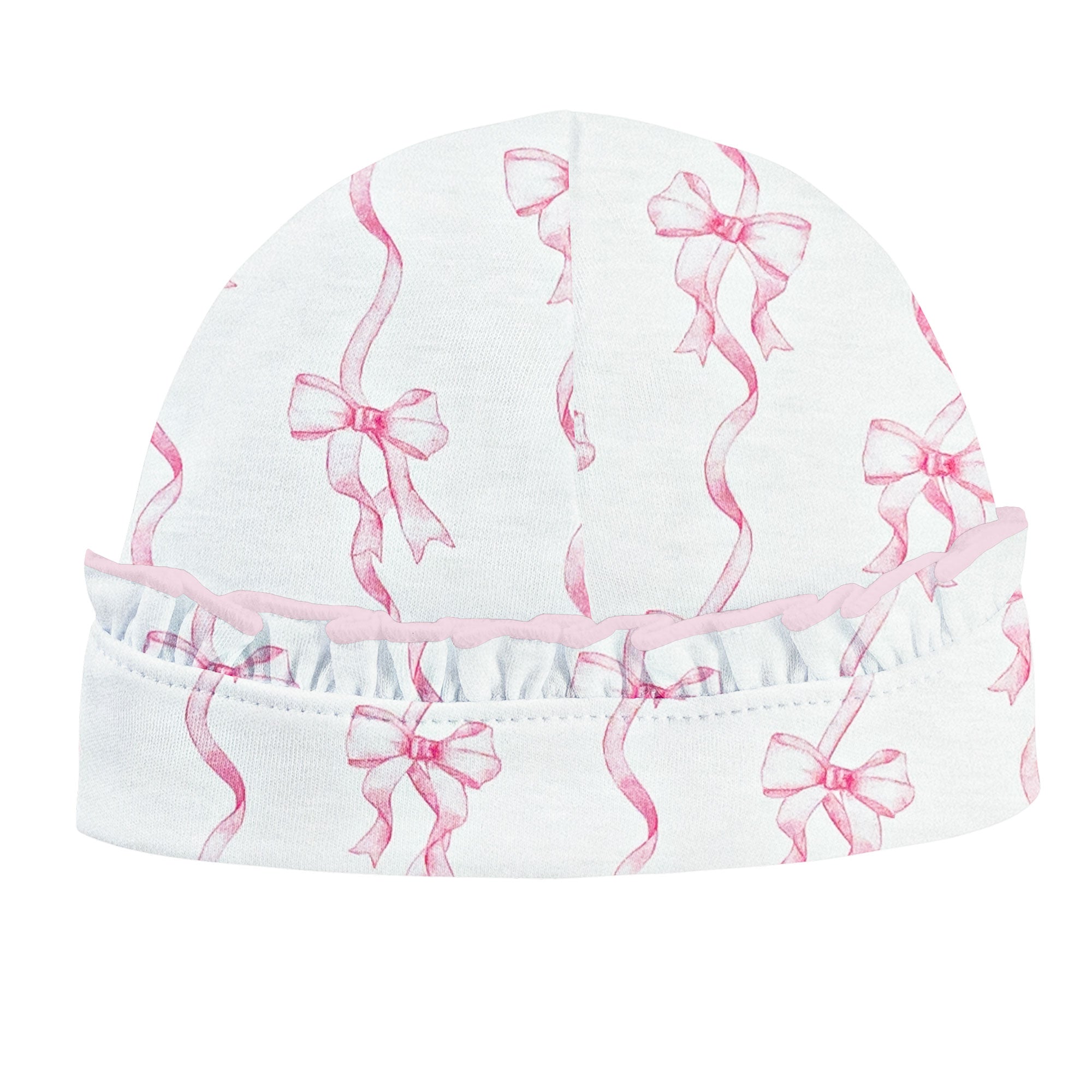 Coquette Pink Bows Printed Hat with Ruffle - Gabrielle's Biloxi