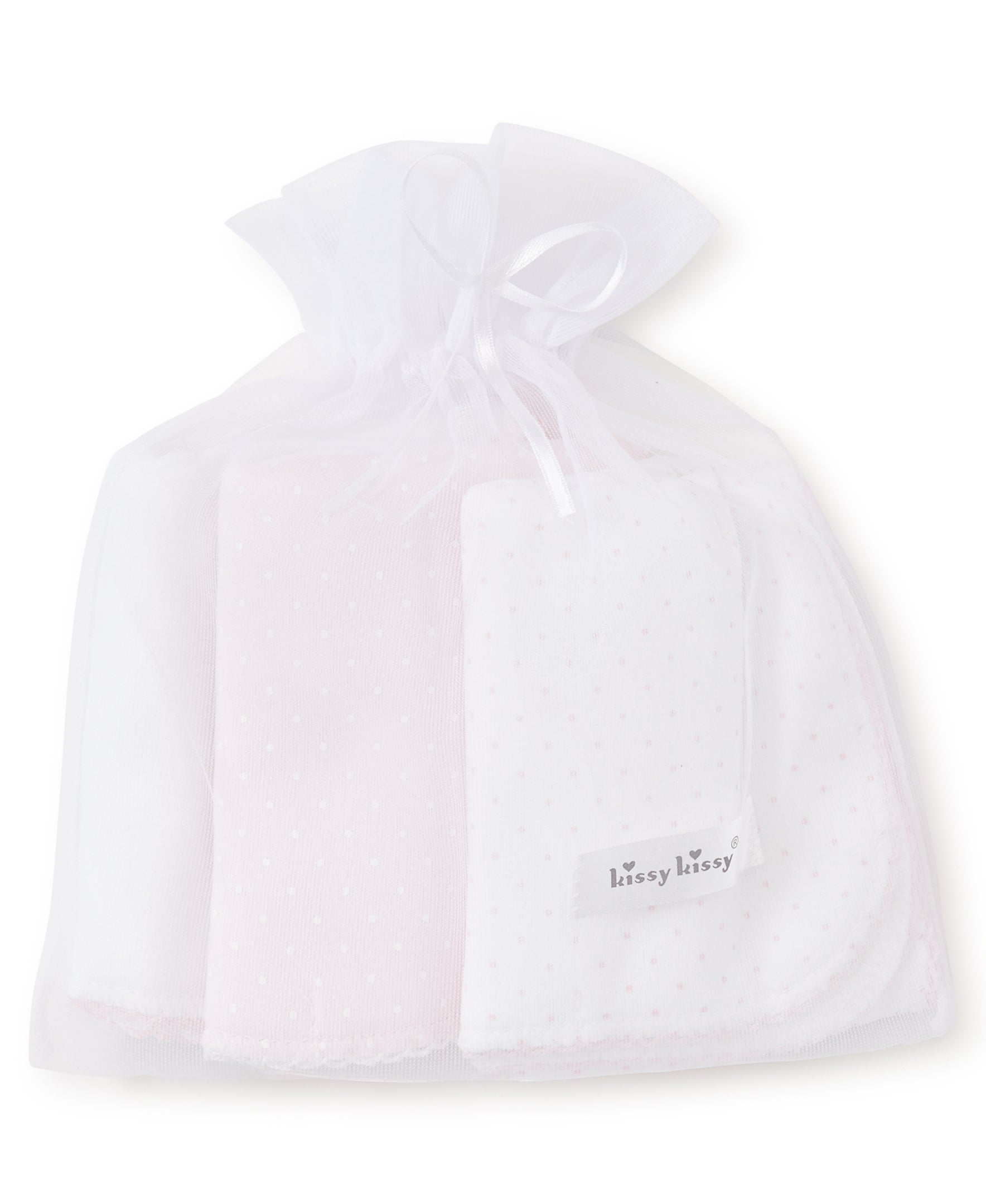 Kissy Kissy 3 Pack Bibs w/ Tulle Bag - Pink Dots - Gabrielle's Biloxi