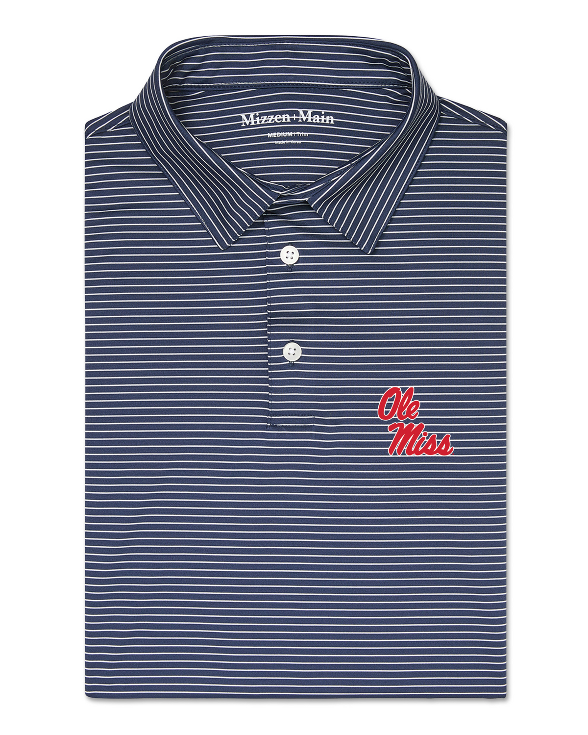 Mizzen+Main Ole Miss Versa SS Trim Polo - Navy Stripe