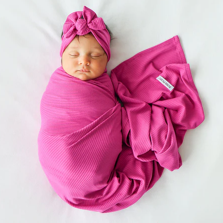 Posh Peanut Solid Ribbed Infant Swaddle & Headwrap Set - Posh Violet - Gabrielle's Biloxi