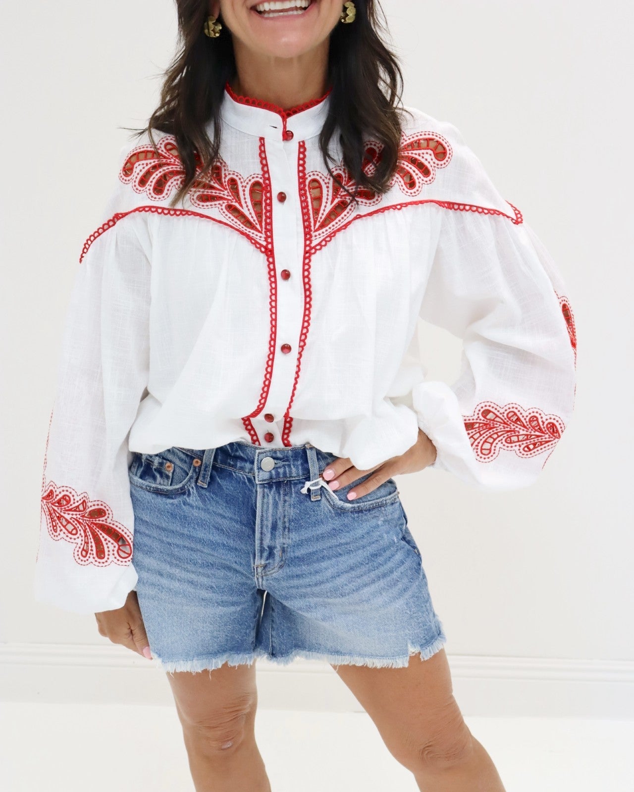 Cherry Stich Bubble Top