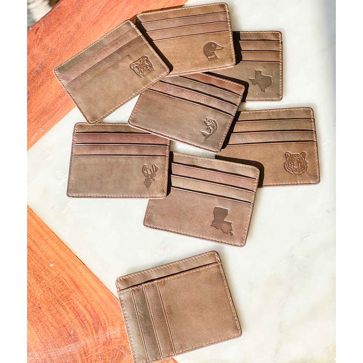 Deer Leather Embossed Slim Wallet - Gabrielle's Biloxi