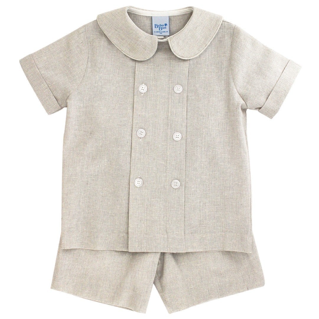 Bailey Boys Dressy Short Set - Oxford Linen - Gabrielle's Biloxi
