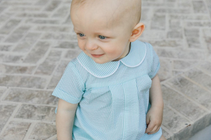 Bailey Boys Dressy Bubble Short - Palm Seersucker - Gabrielle's Biloxi