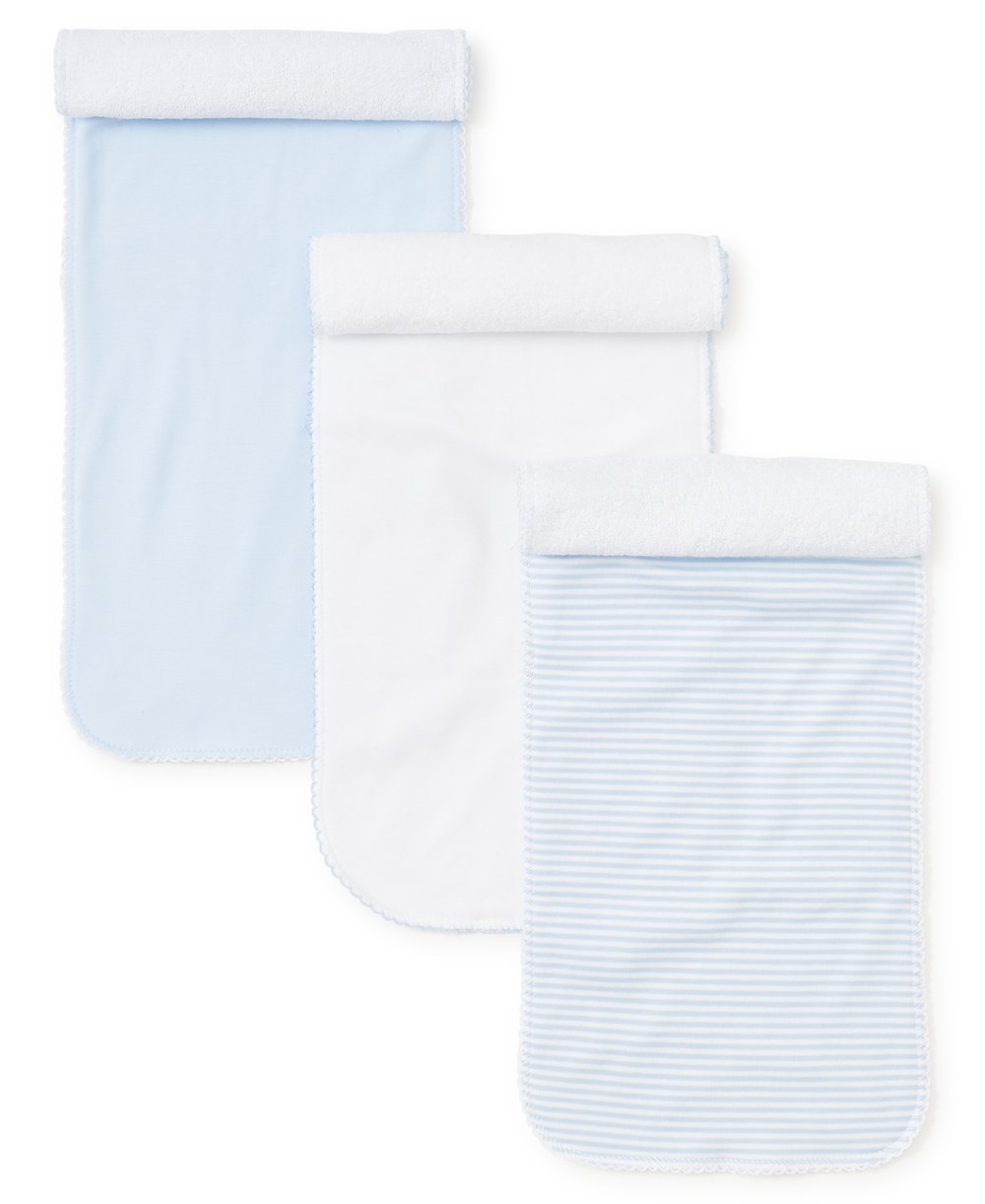 Kissy Kissy 3 Pack Burps w/ Tulle Bag - Light Blue Stripe - Gabrielle's Biloxi