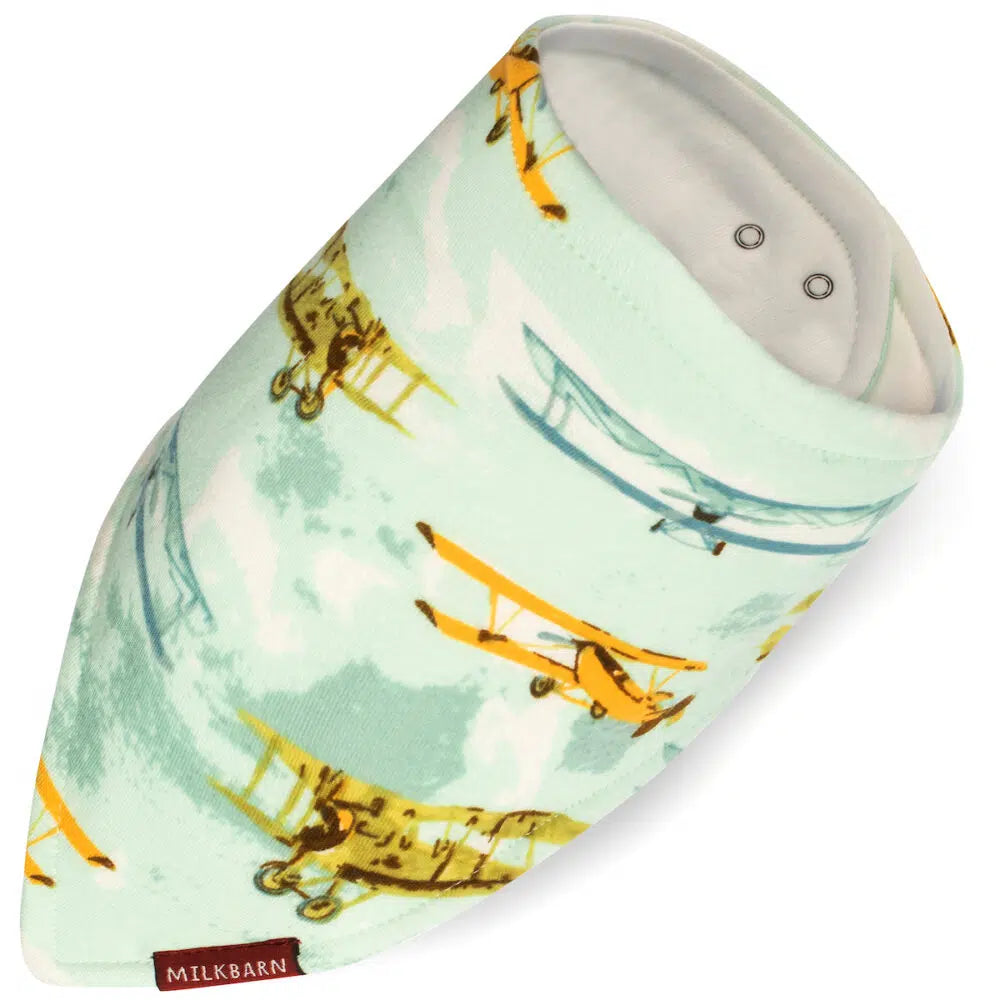 Milkbarn Organic Kerchief Bib Vintage Planes - Gabrielle's Biloxi
