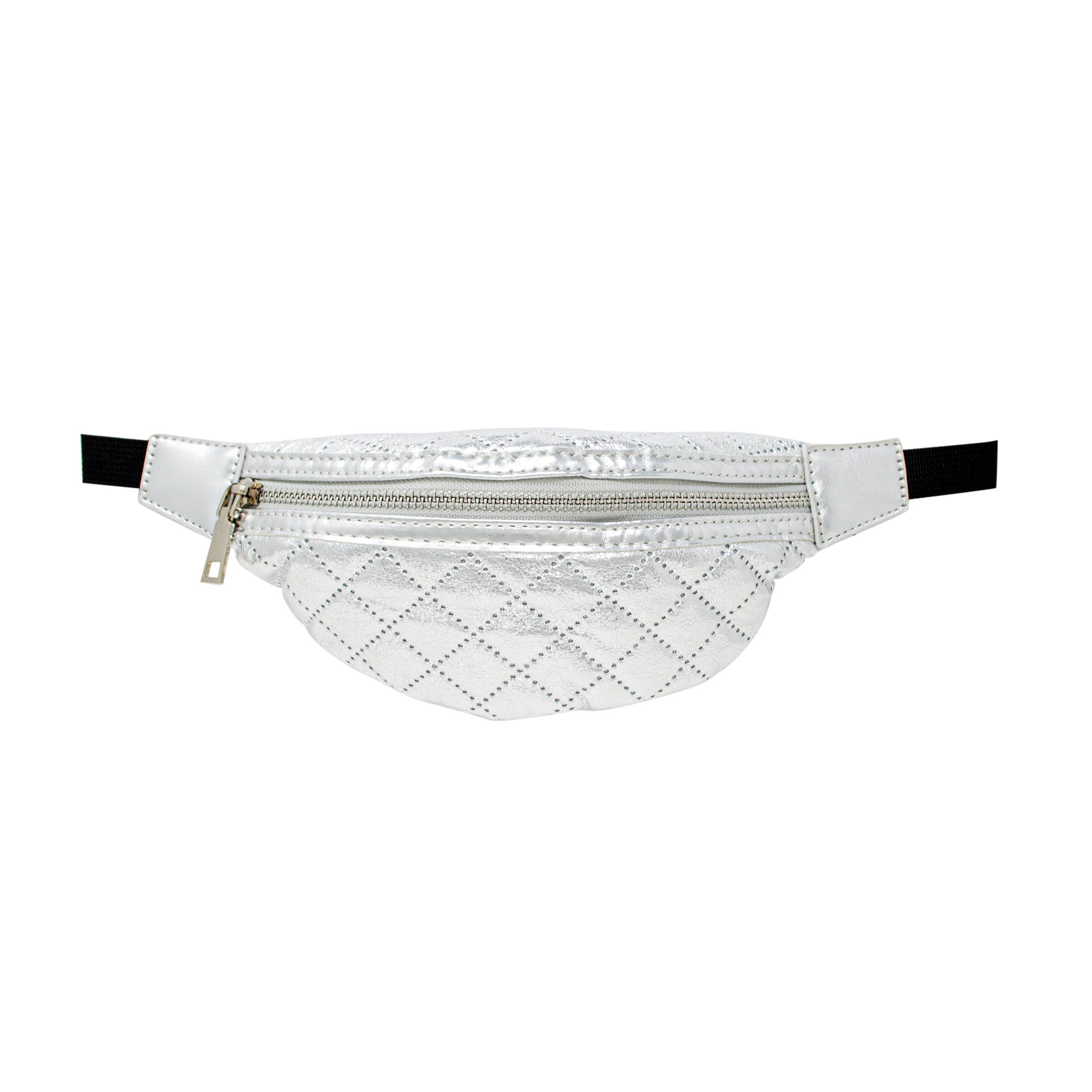 Shiny Crossbody Fanny Pack - Silver - Gabrielle's Biloxi