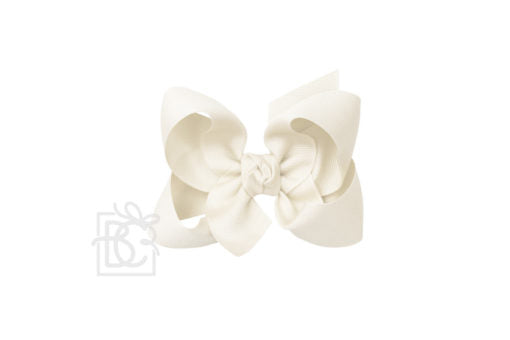 Signature Grosgrain Double Knot Bow on Clip - Antique White - Gabrielle's Biloxi