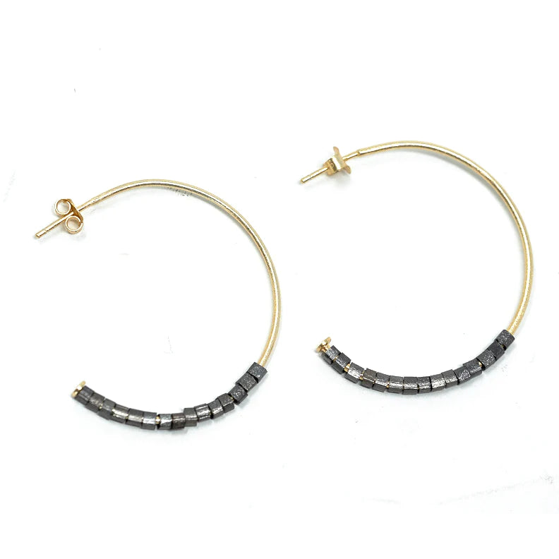 Hoop No. 22 Square Gunmetal Beads - Gabrielle's Biloxi