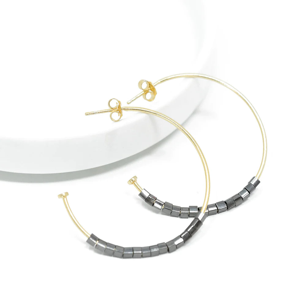 Hoop No. 22 Square Gunmetal Beads - Gabrielle's Biloxi