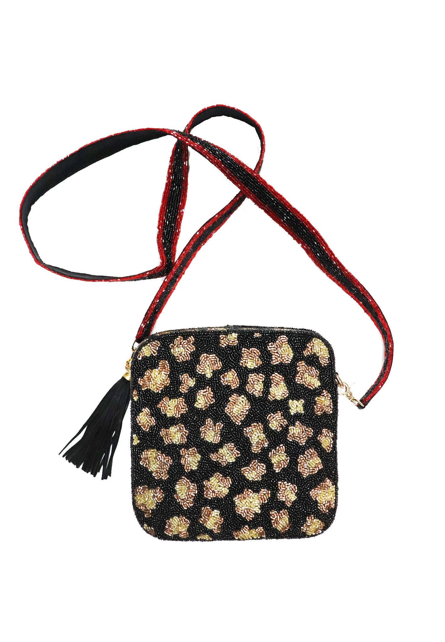 Beaded Crossbody Bag - Leopard - Gabrielle's Biloxi