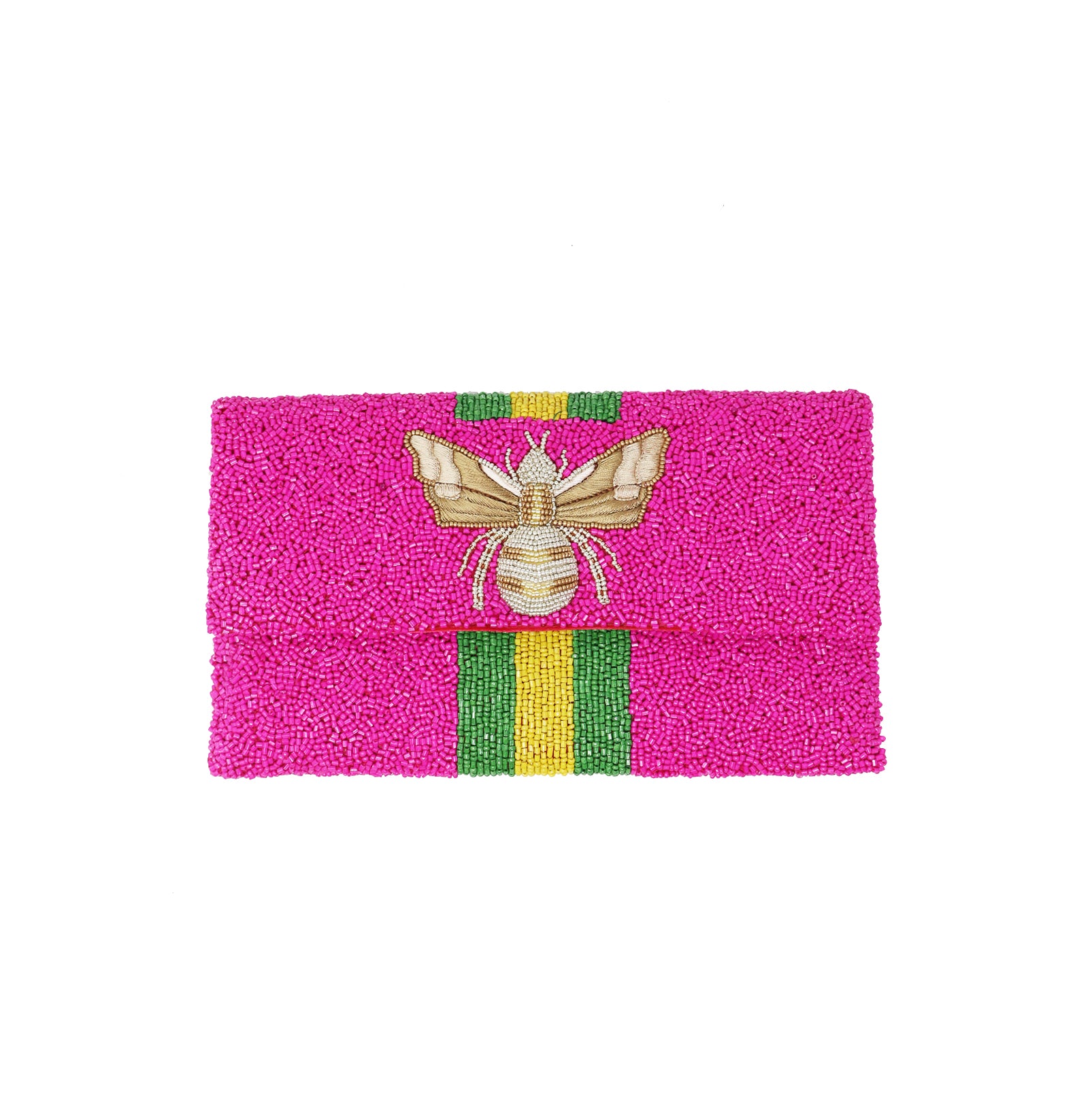 Beaded Clutch Pink with Bee - Gabrielle's Biloxi