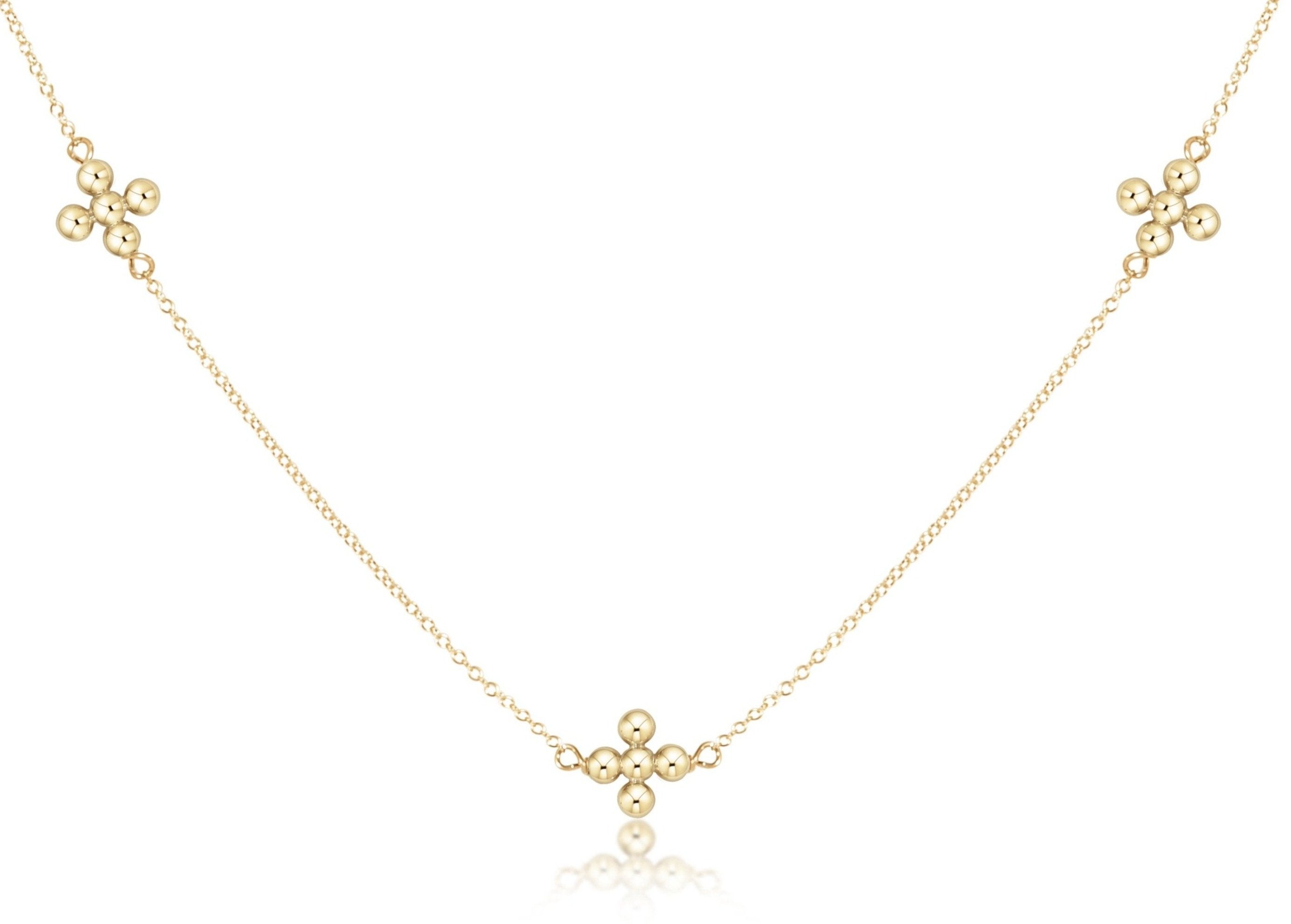 Enewton 15" Choker Simplicity Chain Gold - Classic Beaded Signature Cross Gold - Gabrielle's Biloxi