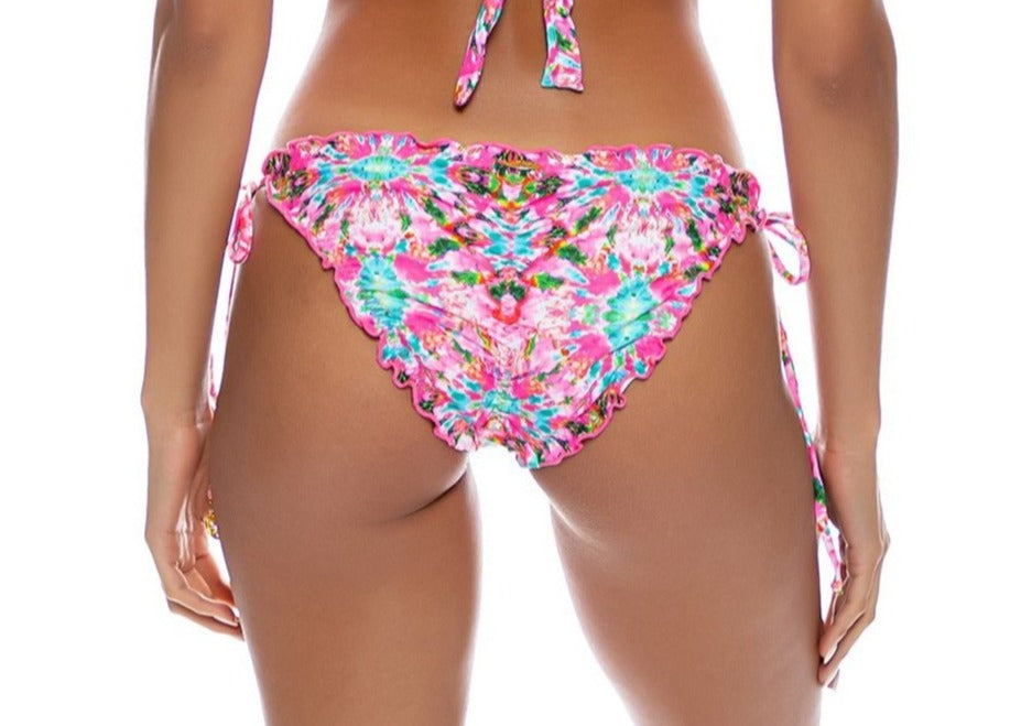 Luli Fama Wavy Ruched Back Full Tie Side Bottom Multicolor - Gabrielle's Biloxi