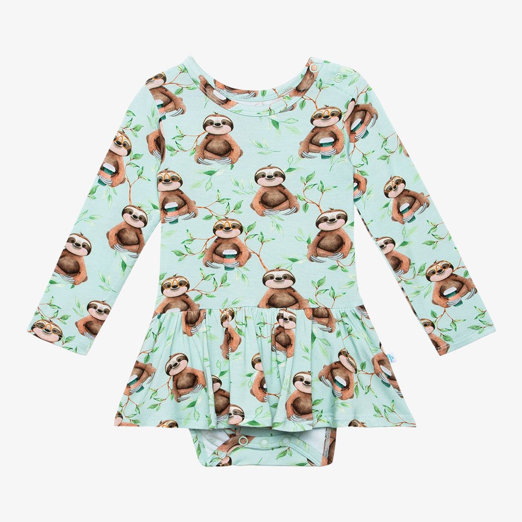 Posh Peanut Normandie-L/S Basic Twirl Skirt Bodysuit Sage - Gabrielle's Biloxi