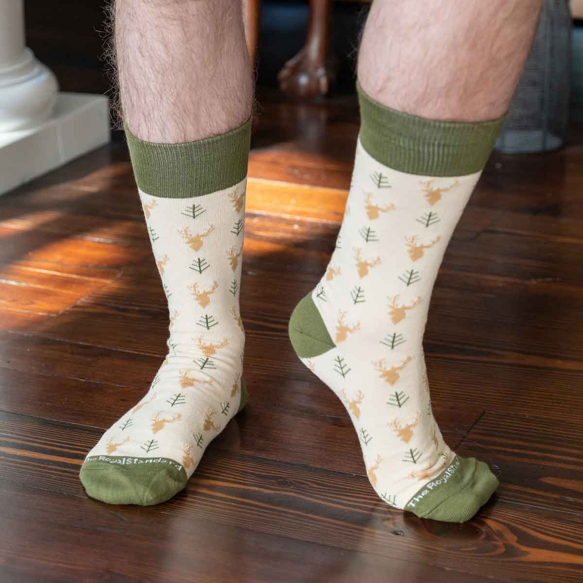 Men's Buck Socks Taupe/Olive One Size - Gabrielle's Biloxi