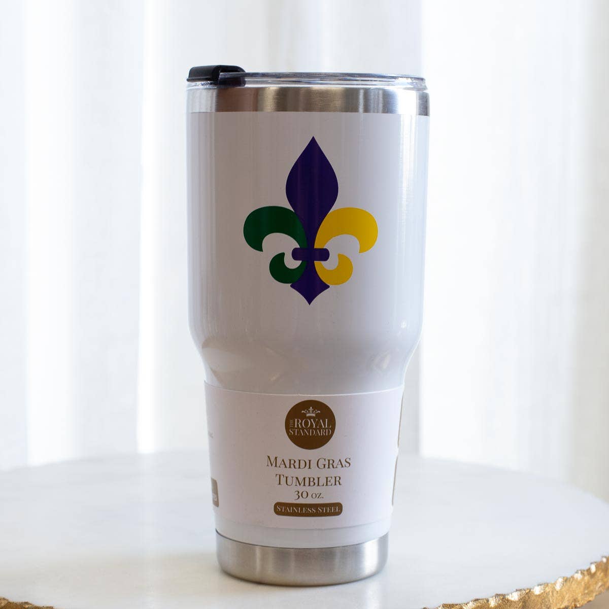 Mardi Fleur Tumbler White/Multi 30oz - Gabrielle's Biloxi