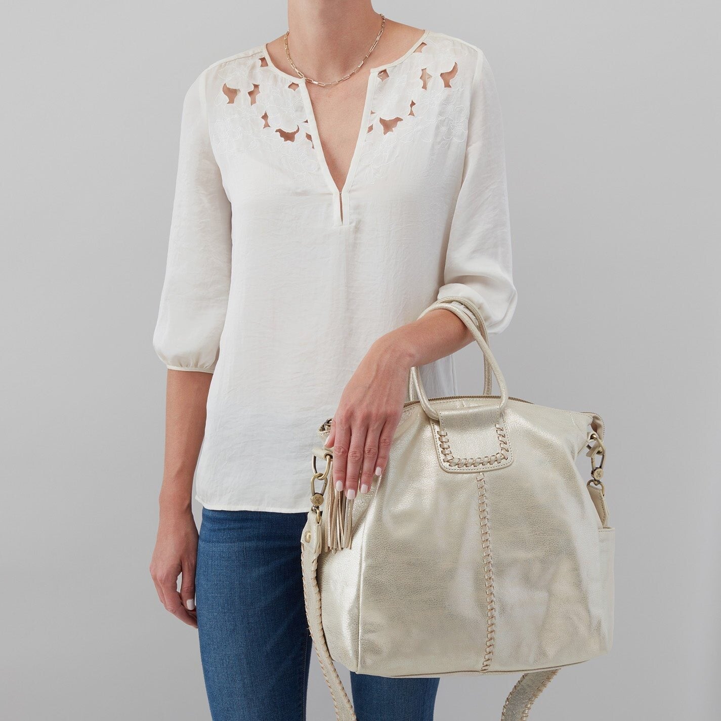 Hobo Sheila Handbag - Pearled Silver - Gabrielle's Biloxi