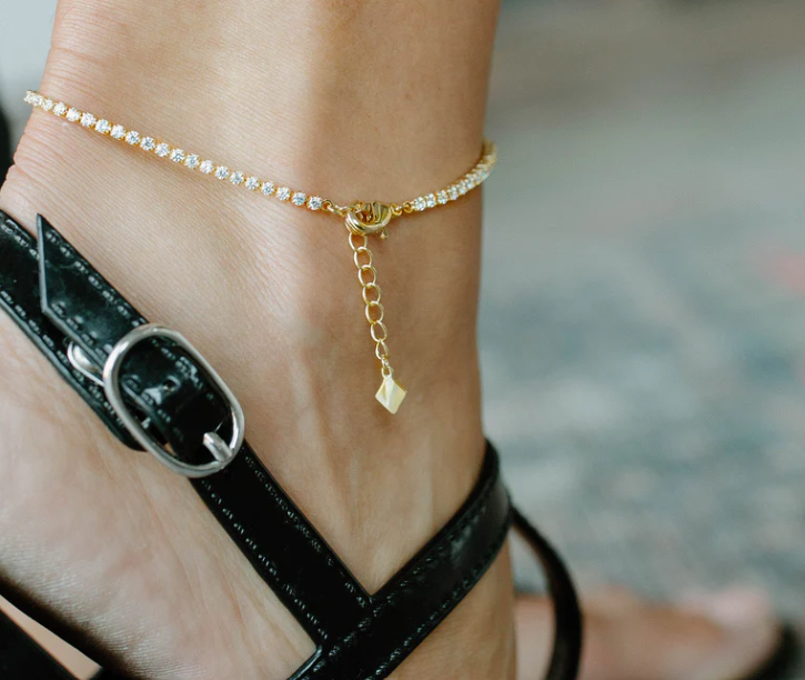 Joy Dravecky Gracie Tennis Anklet - Clear - Gabrielle's Biloxi