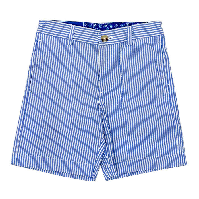 Bailey Boys Short - Blue Stripe Seersucker - Gabrielle's Biloxi