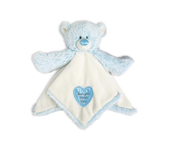 Demdaco Teddy Rattle Blanket - Blue - Gabrielle's Biloxi