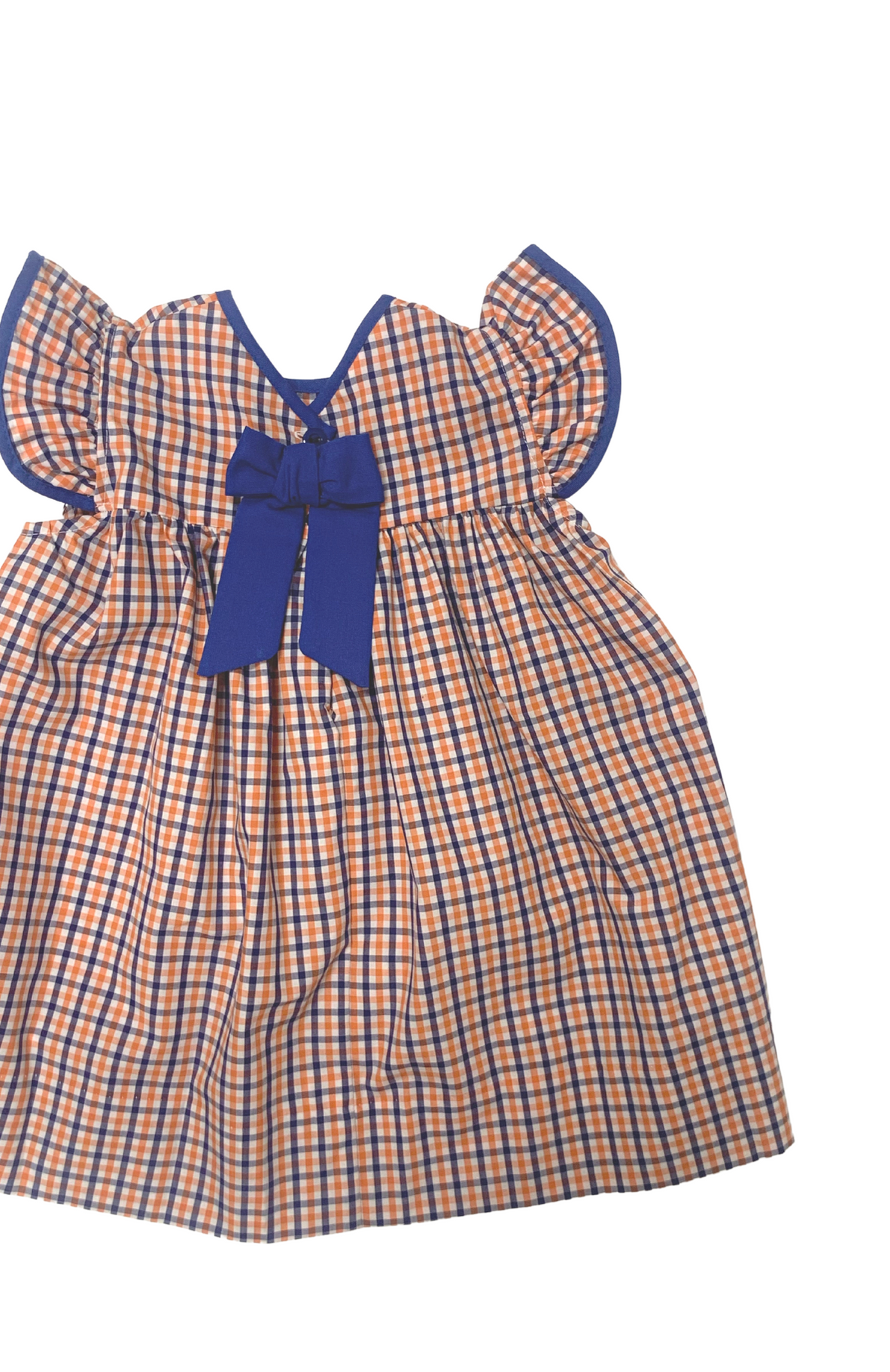 Gina Plaid Dress with Bow - Orange & Blue - Gabrielle's Biloxi