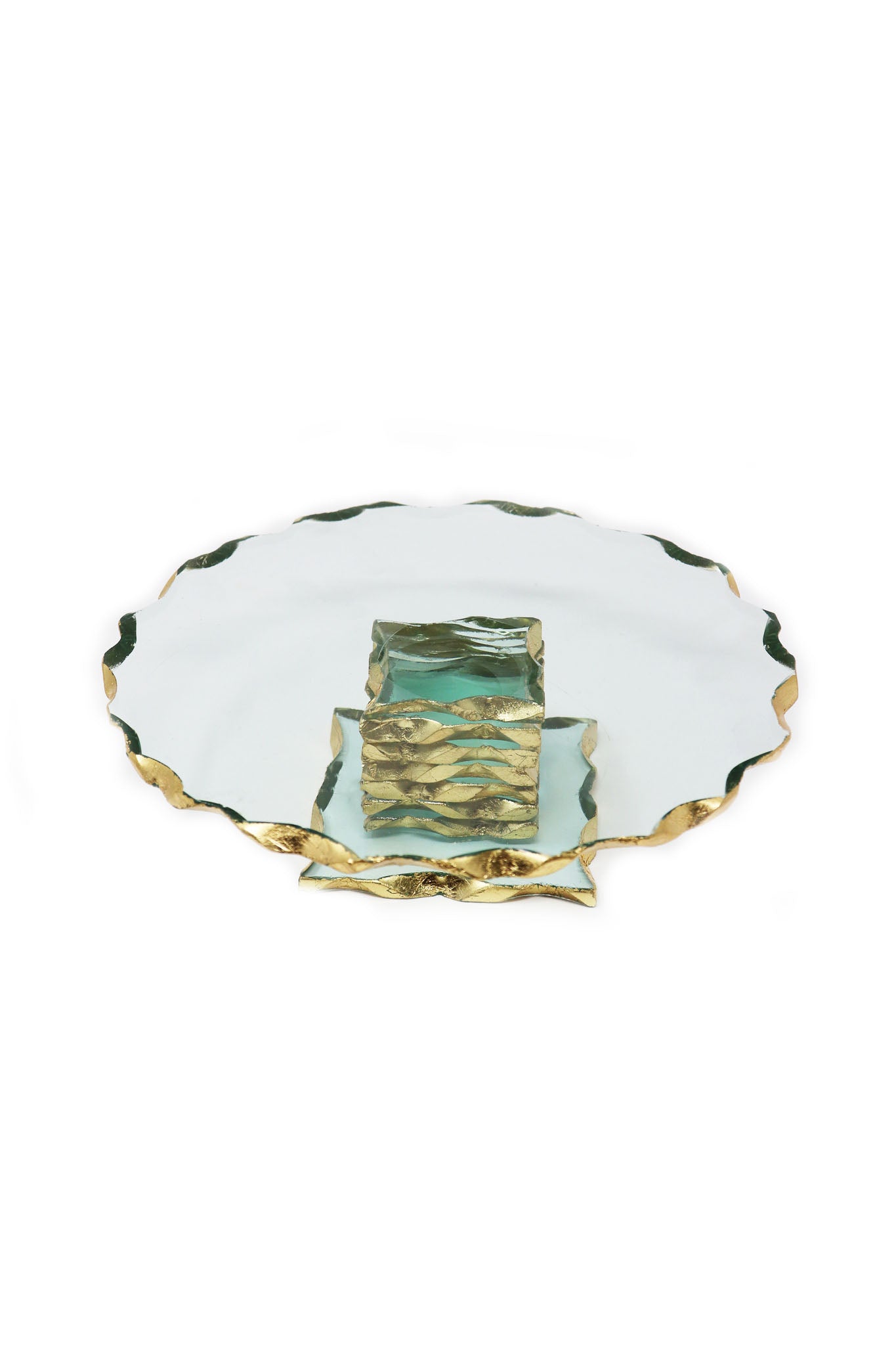 Chiseled Goldedge Handcrafted 9" Cake Stand - Gabrielle's Biloxi