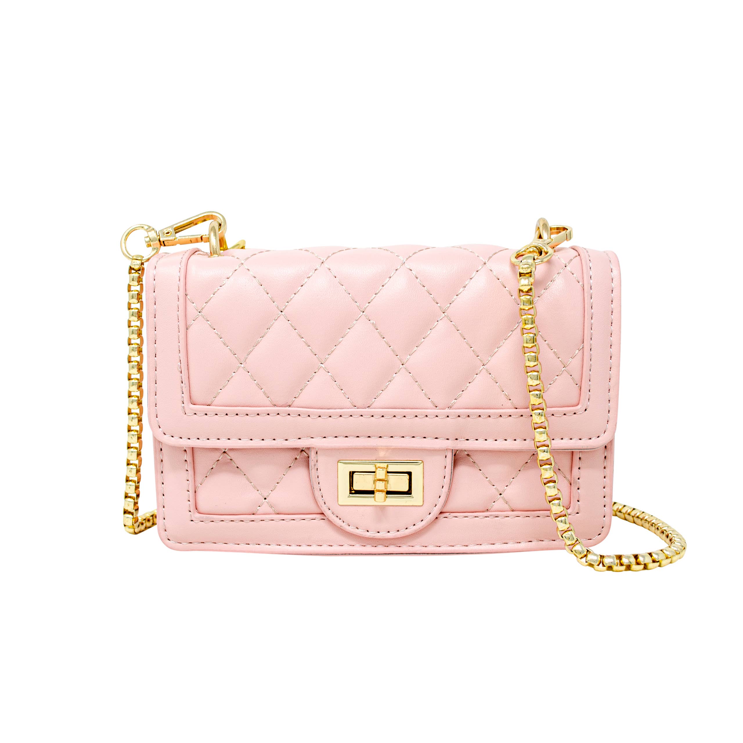 Classic Quilted Large Flap Handbag - Pink - Gabrielle's Biloxi
