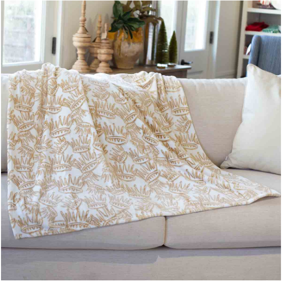 La Couronne Throw in White/ Gold - Gabrielle's Biloxi