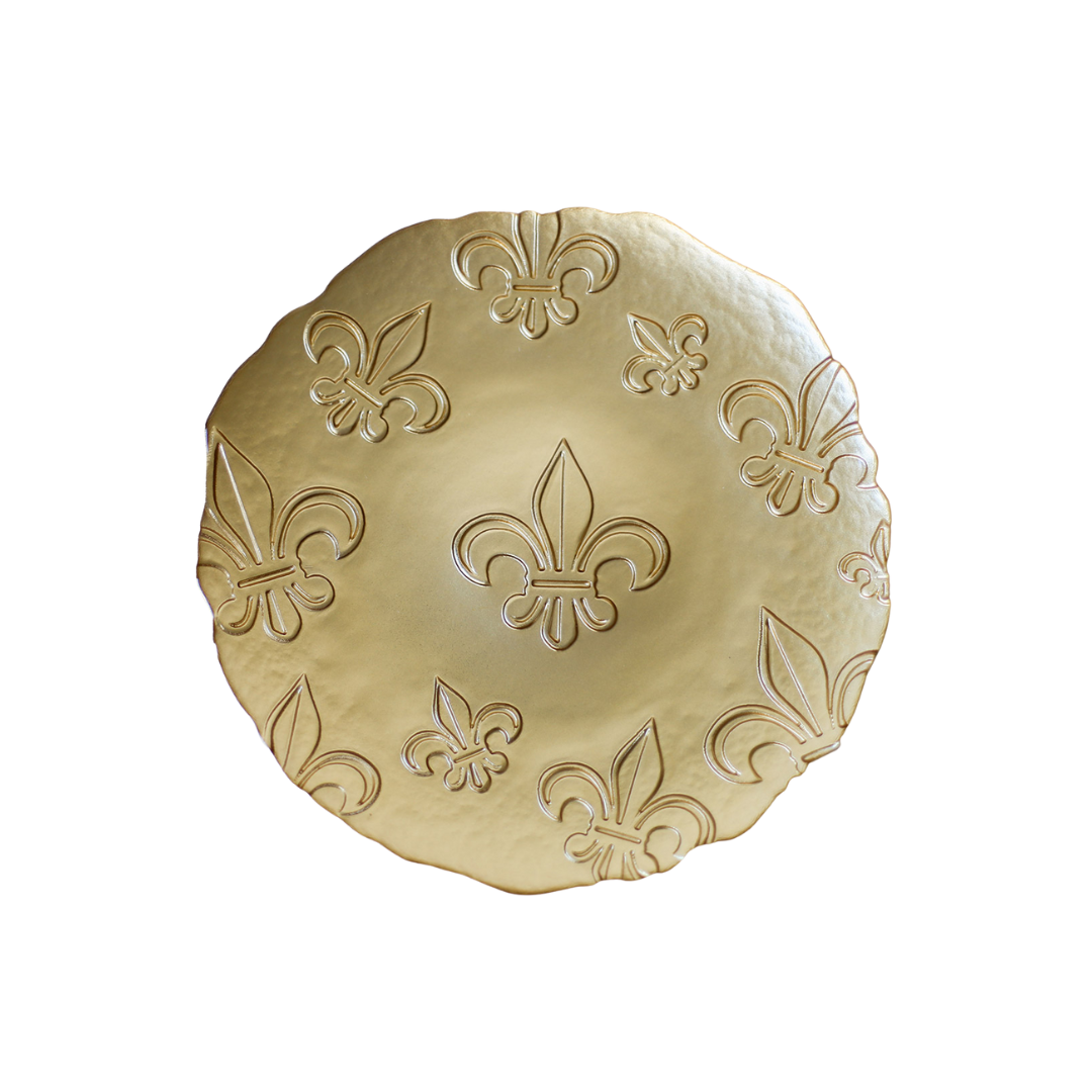 Fleur de Lis Glass Platter Gold - Gabrielle's Biloxi