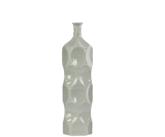 Ceramic Round Bottle Vase w/ Dimpled Sides Gray - Gabrielle's Biloxi