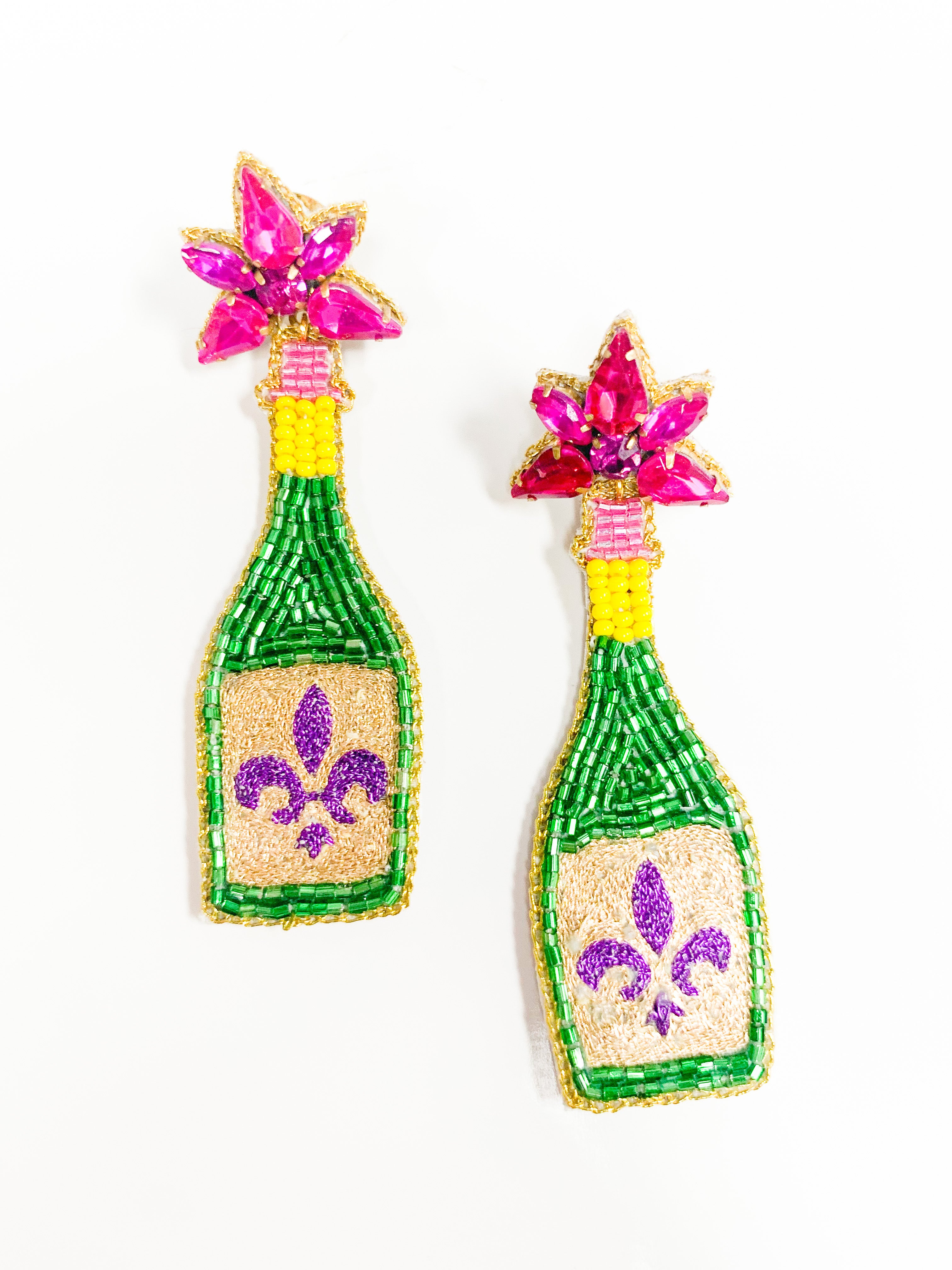 Beaded Fleur de Lis Bottle Earring - Gabrielle's Biloxi